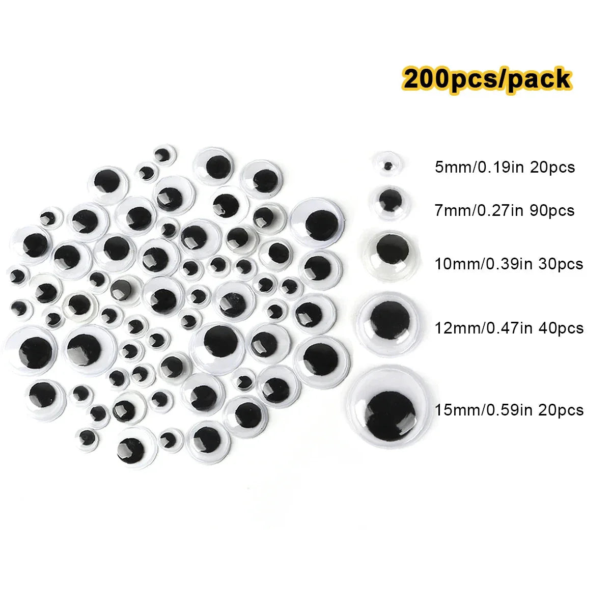 Self-Adhesive Googly Wiggle Eyes - 100/200/550pcs for DIY Crafts & Handmade Toys
