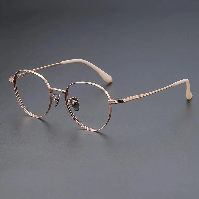YIMARUILI Luxury Titanium Round Glasses – Retro Wide-Rimmed Frame