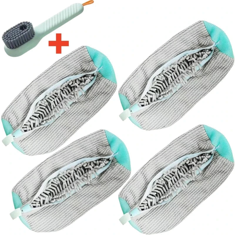 Shoe Washing Machine Bag with Brush Set – Durable Laundry Cleaner (1–4PCS)
