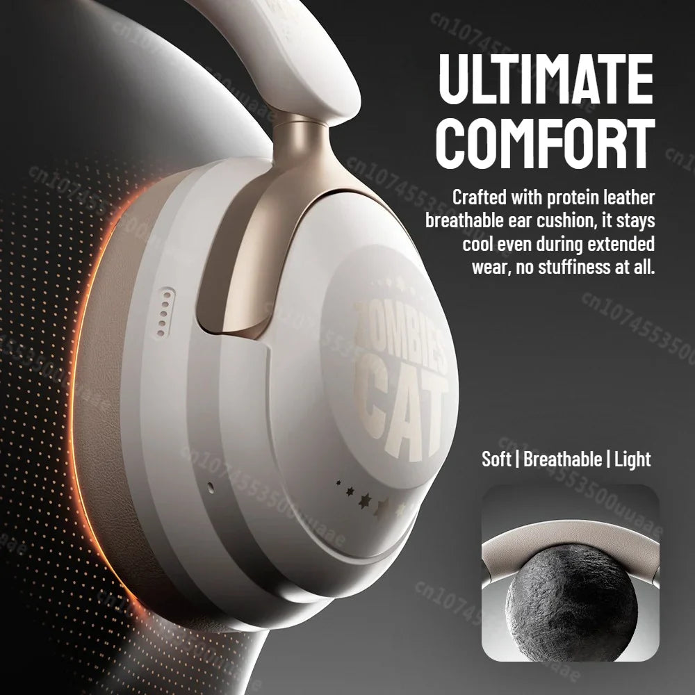Zombies Cat S10 ANC Bluetooth Headphones -45dB Active Noise Cancellation Headset Immersive Stereo Over-ear Wireless Earphones