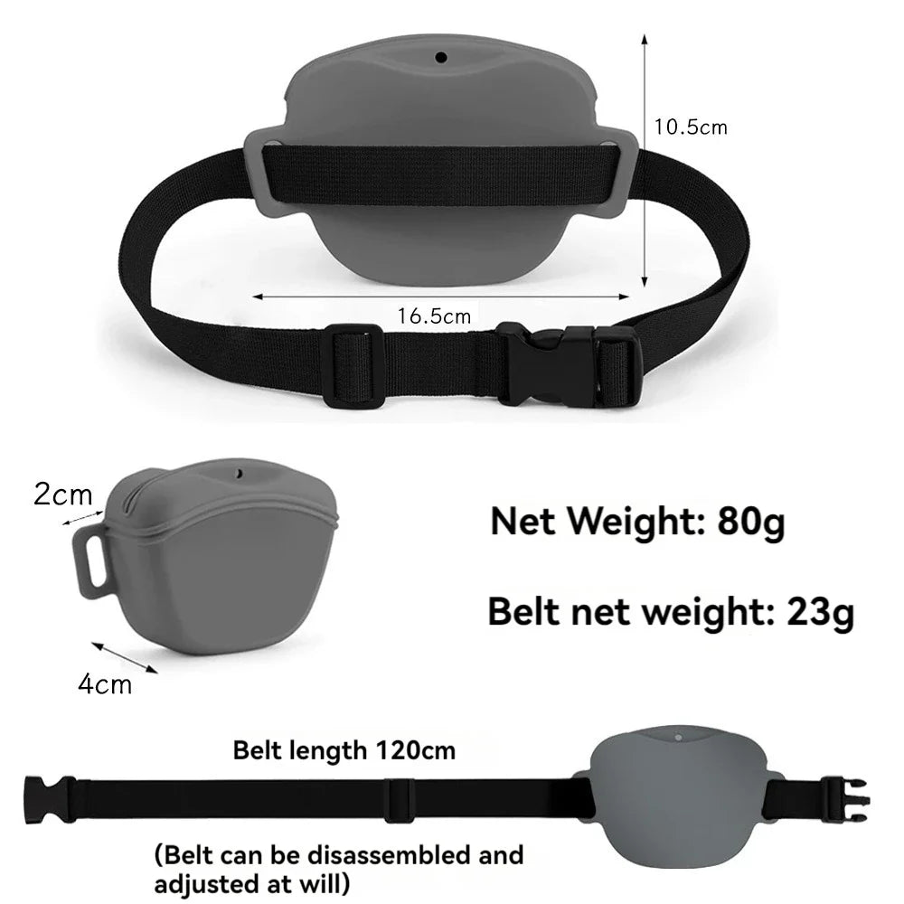 Pet Supplies Silicone Dogs Treat Bag Pet Portable Dog Training Waist Bag Outdoor Feeder Puppy Snack Reward Storage Bag with Belt