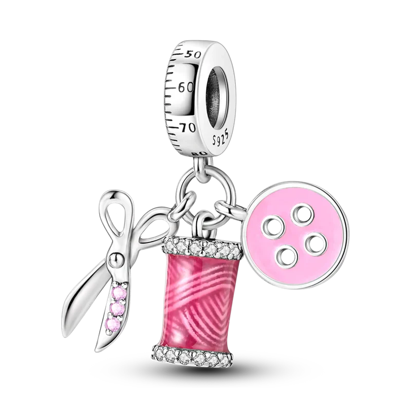 925 Sterling Silver Pink Butterfly & Luminous Firefly Charm – Dangle Bead for Bracelet or Necklace | Elegant DIY Jewelry Gift for Women