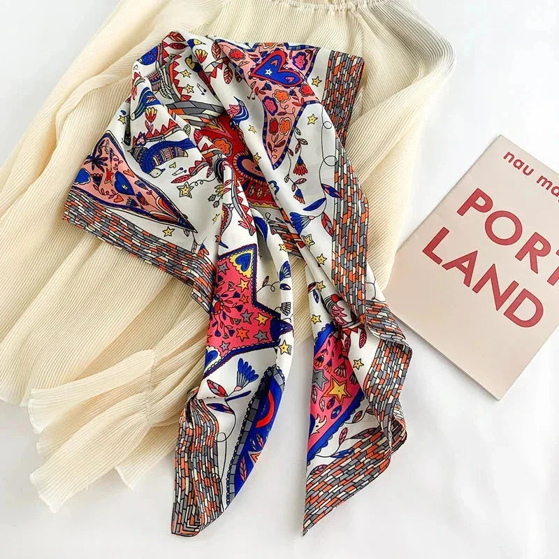 90x90cm Square Silk-Feel Scarf – Luxury Women’s Shawl & Head Wrap
