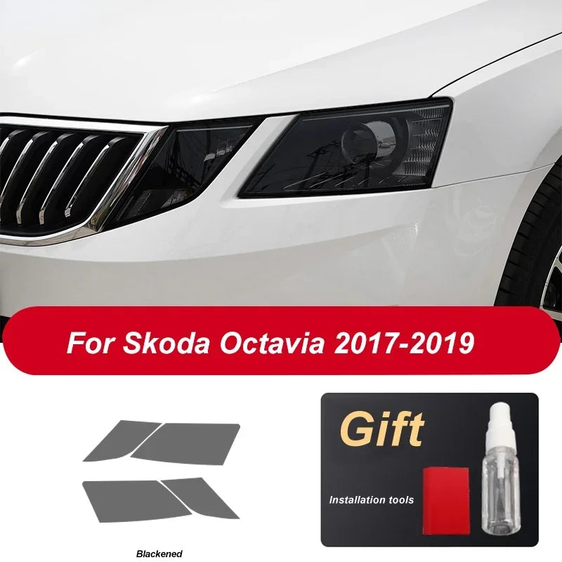 Car Headlight Protective Film Headlamp Restoration Transparent Black TPU Sticker For Skoda Octavia 2017 2018 2019 Accessories