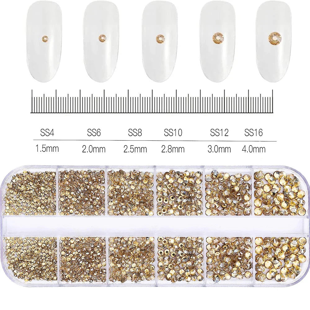 180pcs AB Flatback Glass Nail Rhinestones - Multi-Shape Gems for DIY Nail Art
