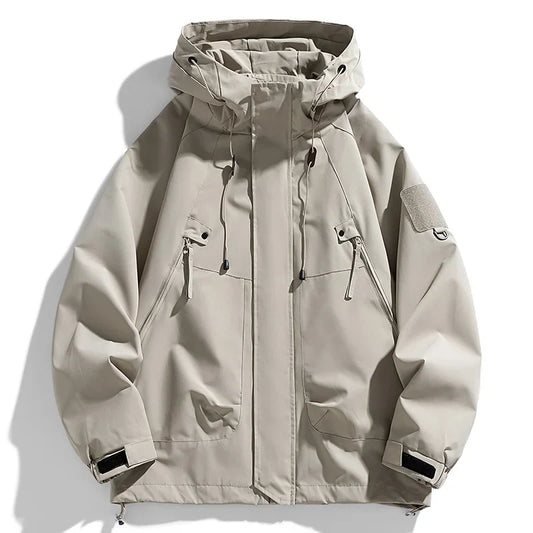 Men’s Waterproof Windbreaker Hooded Jacket – Lightweight Zipper Softshell Bomber for Hiking, Camping & Everyday Wear