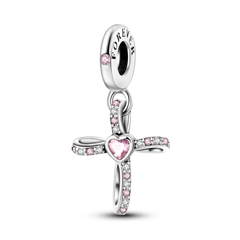 925 Sterling Silver Pink Butterfly & Luminous Firefly Charm – Dangle Bead for Bracelet or Necklace | Elegant DIY Jewelry Gift for Women