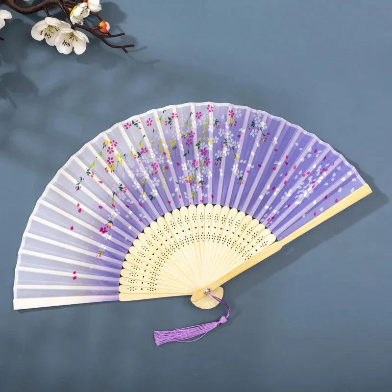 Hand Fan Foldable Silk Fan Noodles Bamboo Fan Bones Halloween Cosplay Prop Christmas Wedding Decoration Party Gifts Art Crafts
