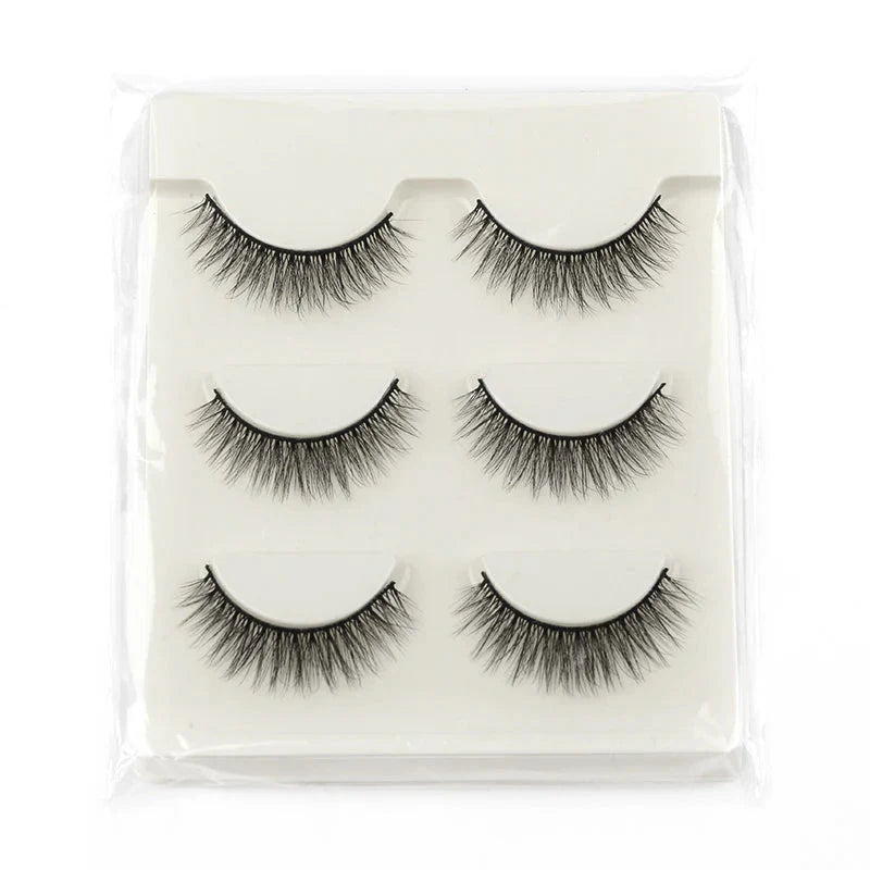 New Half Eyelashes 3D Cat Eye Lashes Clear Stem False Lashes