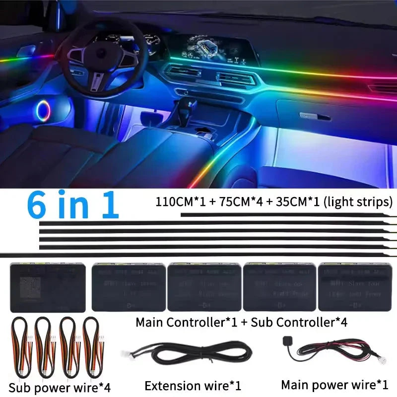 Universal 18-in-1 RGB Car Ambient Light – Interior Neon Strip Kit