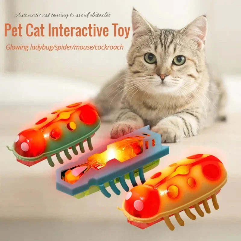 Interactive Mini Electric Bug Cat Toy – Battery Operated Flip Beetle