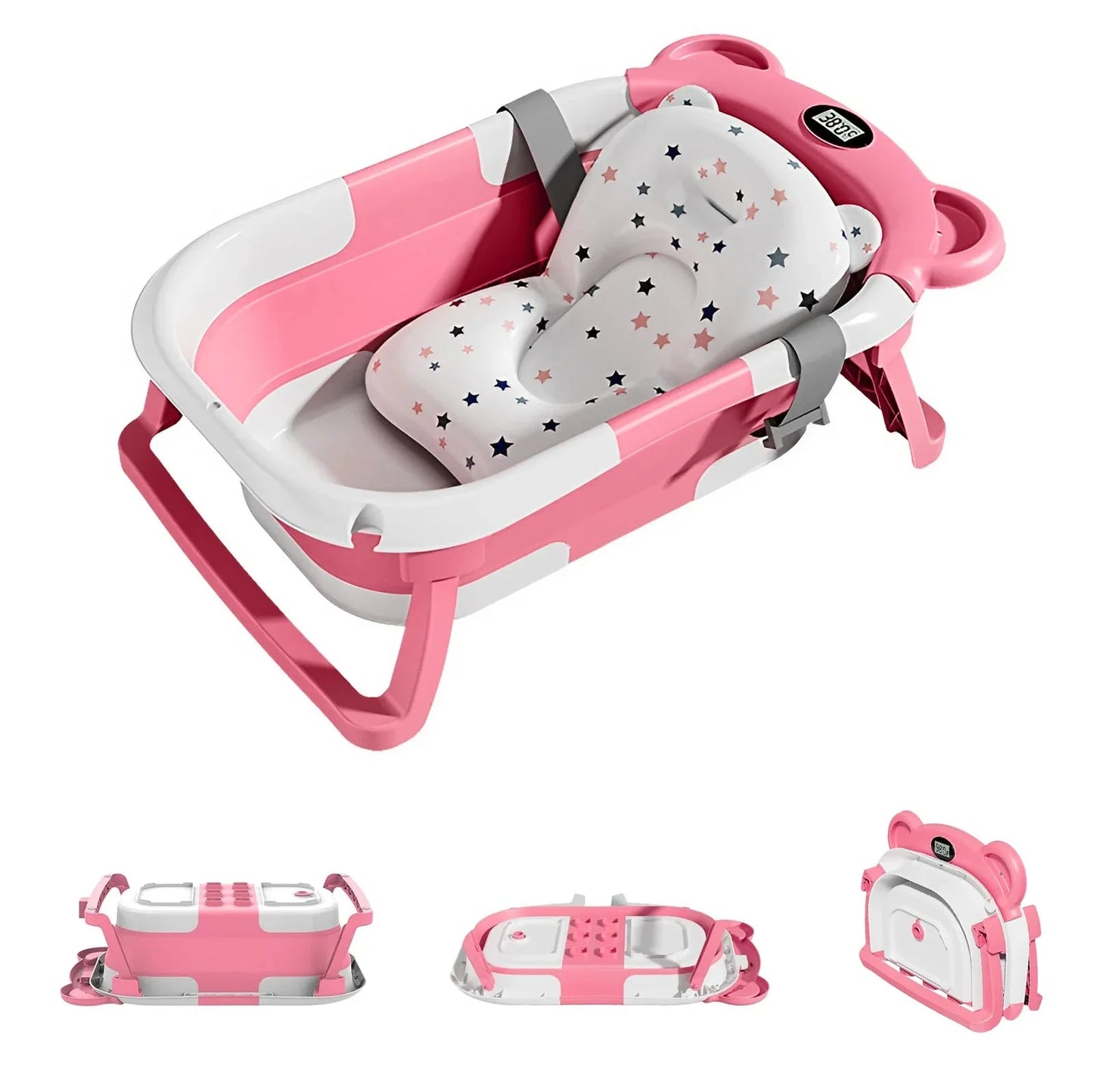 Portable Collapsible Baby Bathtub with Thermometer