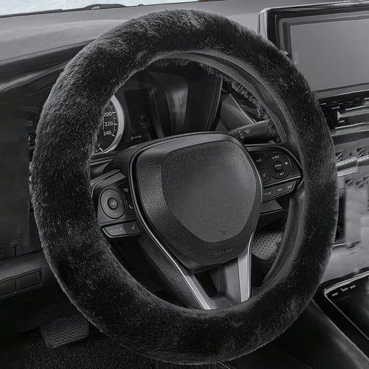 Car steering wheel cover without inner ring in winter plush warm soft comfortable non-slip elastic elastic handlebar cover