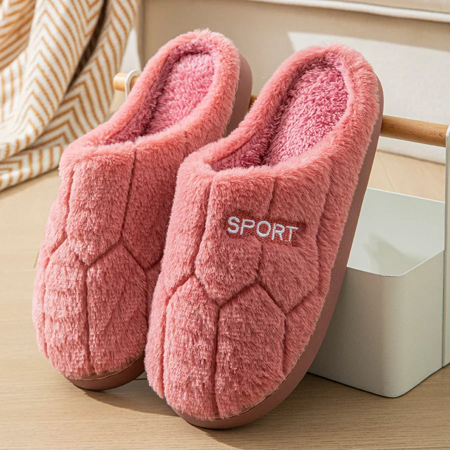 Cotton Slippers for Women in Autumn and Winter, Indoor Thick-Soled Warm Non-Slip Home Slippers for Couples, Cute Plush Cotton Slippers for Men in Winter