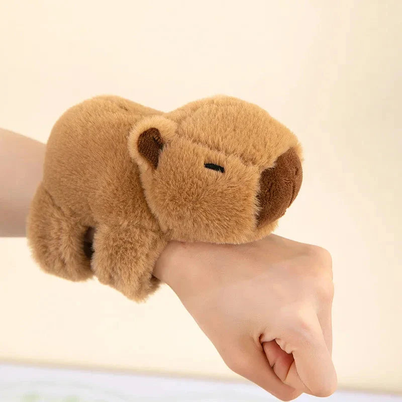 Kawaii Capybara Plush Slap Snap Wristband – Funny Kids Toy Bracelet