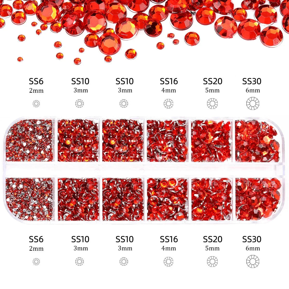 2400+ Shiny Clear Crystal Nail Rhinestones - Mixed Sizes & Shapes Flatback Gems
