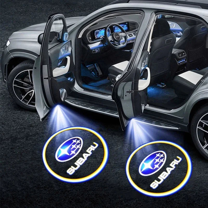 2pcs Car Door Welcome Light Auto LED Projector Decorative Lamp for Subaru XV Forester Outback Impreza Legacy Tribeca Accessoires