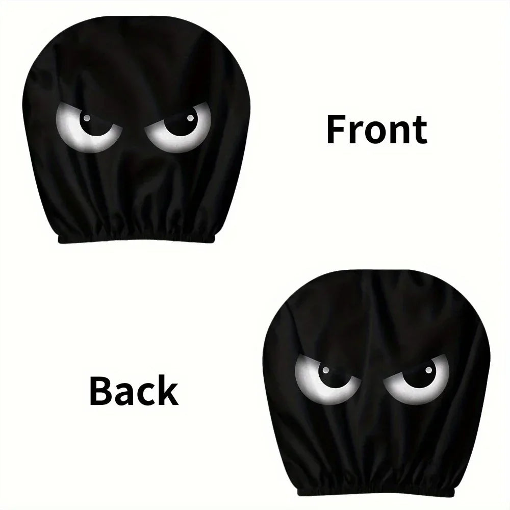 Personalized, funny, and fun car interior universal head cover, black and white head cover, car headrest, seat head cover