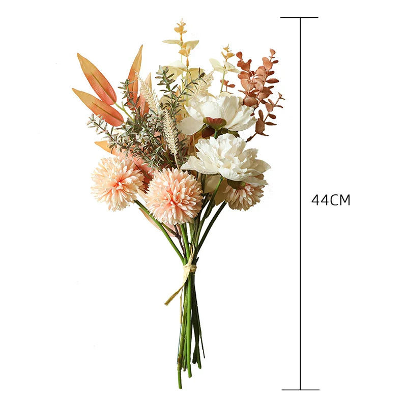 44cm Home Decoration Artificial Flowers Bouquet 1pc/Lot Champagne Peony Dandelion Bouquet Wedding Ins Style Room Decor Supplies
