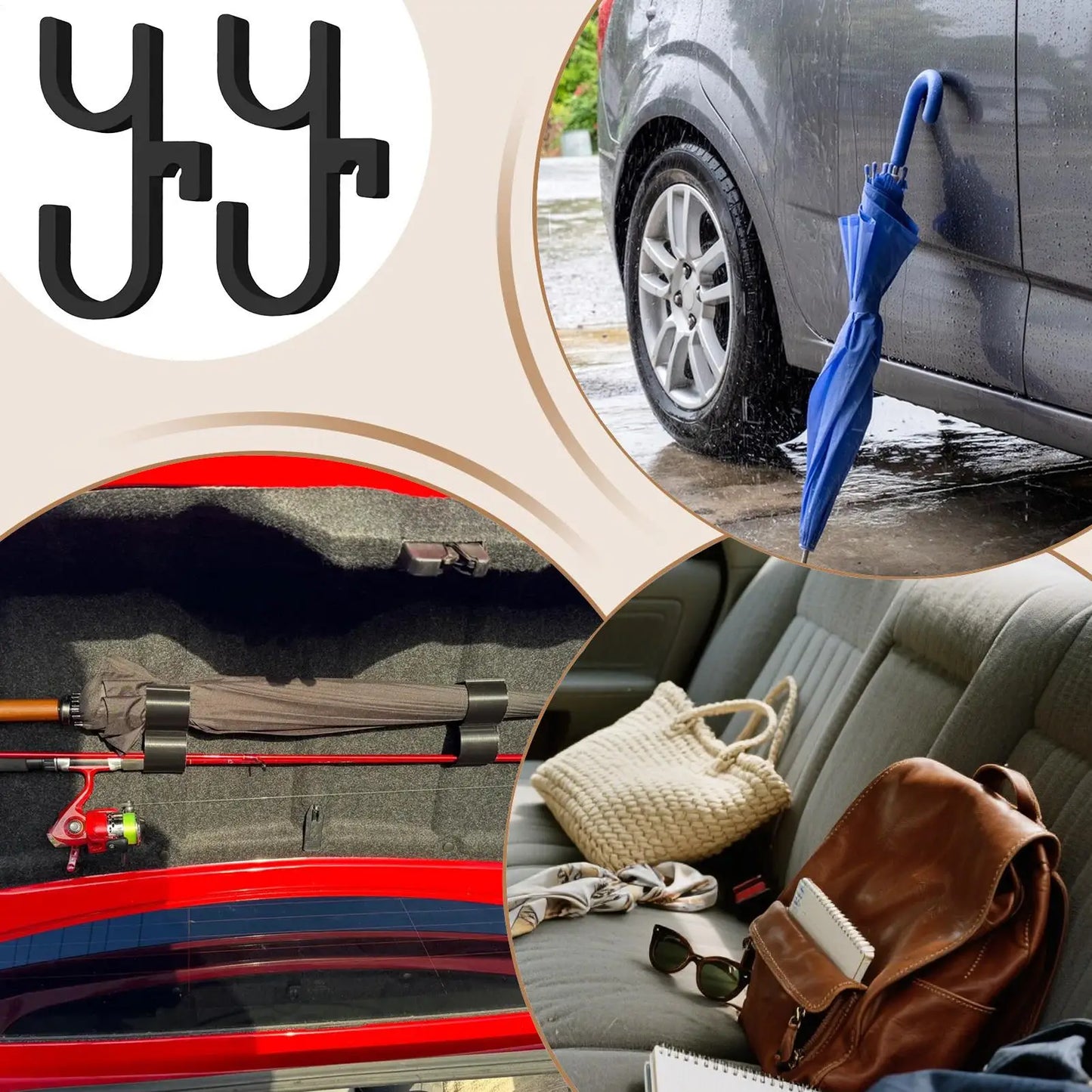 Car Umbrella Hanging Hook 2Pcs/set Space-Saving Car Internal Umbrella Storage Organizer For Trunk Automotive SUV Truck