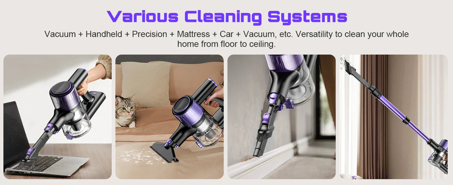 Cordless Handheld Vacuum Cleaner,55KPA,Touch Screen,Smart Dust Sensor,Auto Speed Control for Home Bed/Carpet/Pet Hair/Hard Floor