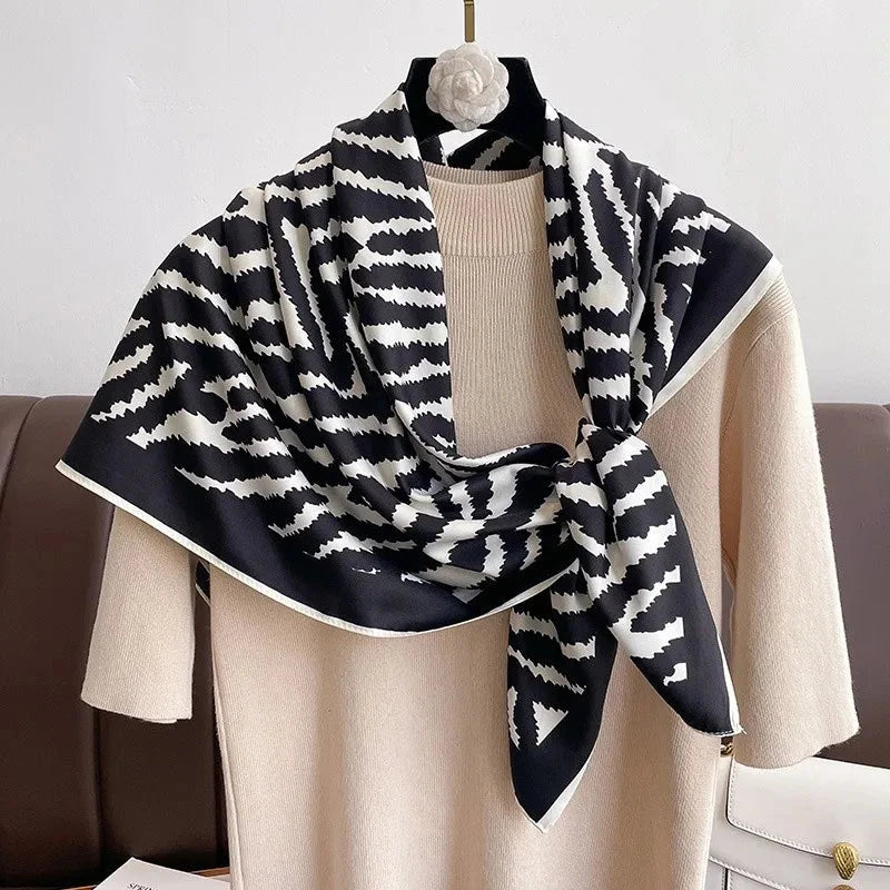 90x90cm Square Silk-Feel Scarf – Luxury Women’s Shawl & Head Wrap
