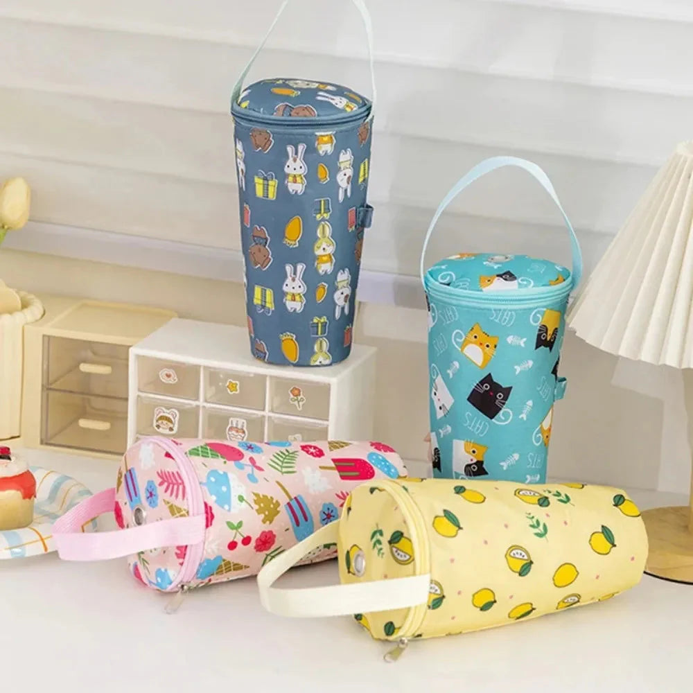 Portable Milk Tea Tote Bag Heat Preservation Bag Carrying Insulated Cup Cover Umbrella Bag Handbag Camping Drinkware Accessories