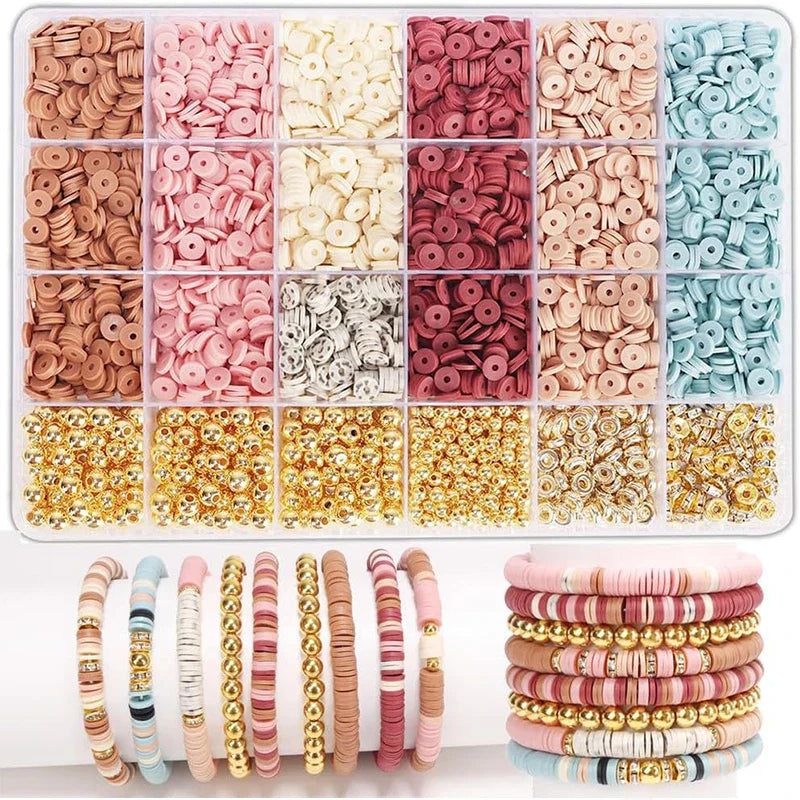 DIY Clay Beads Bracelet Making Kit – Friendship Golden Letter Beads for Jewelry Making, Gifts for Women & Teens