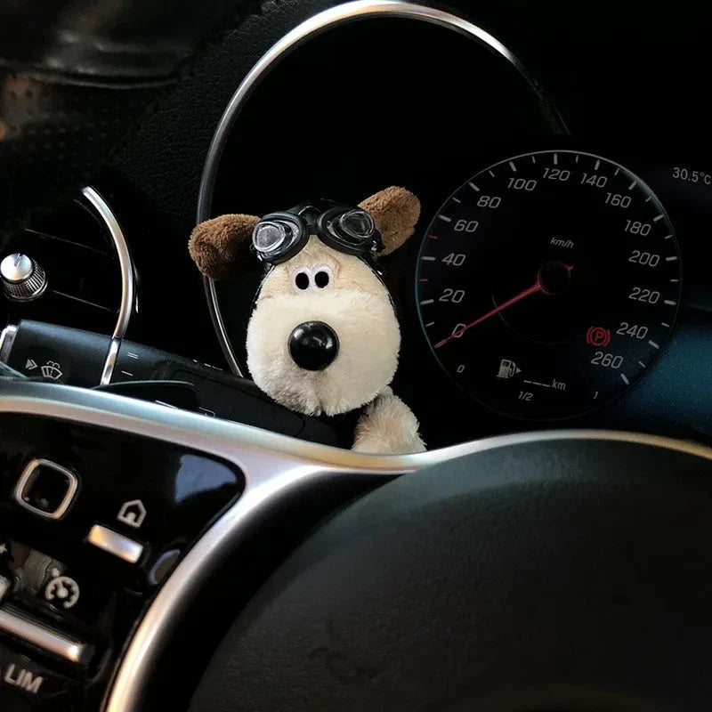 Plush Puppy Car Wiper Decoration - Kawaii Bowknot Dog Ornament for Auto Interior Accessories
