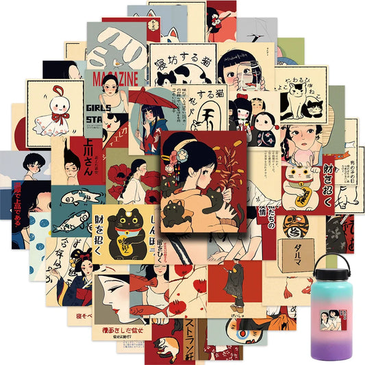 50pcs Vintage Classic Japanese Anime Scrapbook Stickers DIY Diary Laptop Luggage Skateboard Graffiti Decal Classic Toys