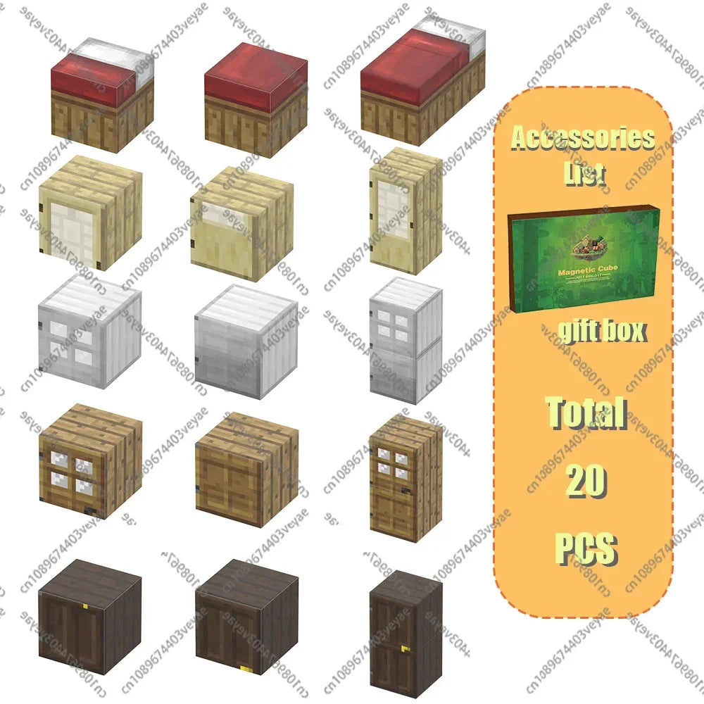 Magnetic Building Blocks Mine World Magnet Cube Set for Boy Girl Kid Age 3+ DIY Model Children Stem STEM Sensory Toy Gift