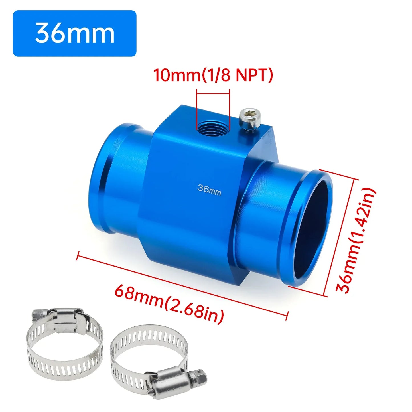 2026 Car Water Temp Gauge Radiator Temperature Water Temp Joint Pipe Sensor 40mm 38mm 36mm 34mm 32mm 30mm 28mm Hose Adapter