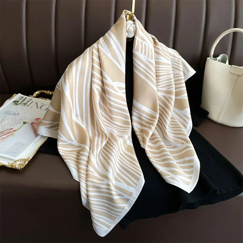 90x90cm Square Silk-Feel Scarf – Luxury Women’s Shawl & Head Wrap