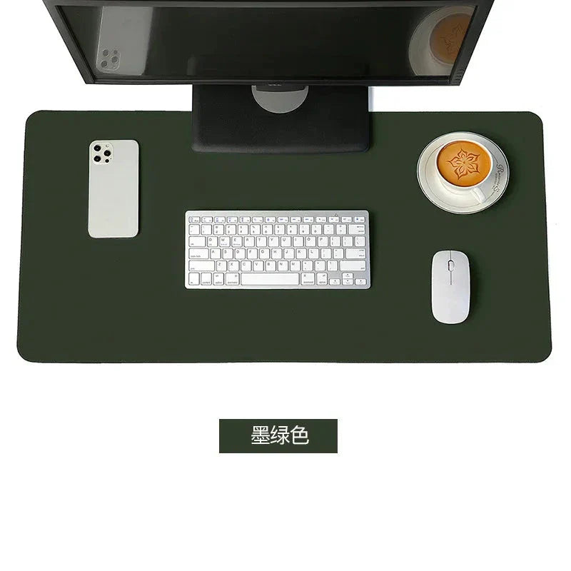 Large White PU Leather Mouse Pad – Waterproof Non-Slip Gaming Desk Mat for Keyboard & Computer Setup