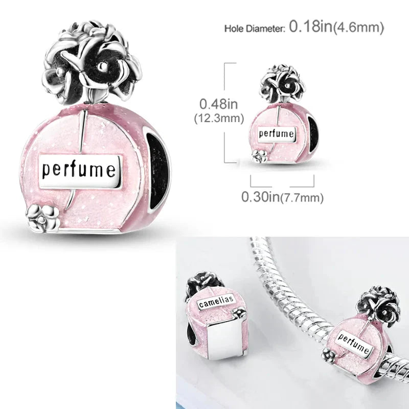 925 Sterling Silver Pink Butterfly & Luminous Firefly Charm – Dangle Bead for Bracelet or Necklace | Elegant DIY Jewelry Gift for Women