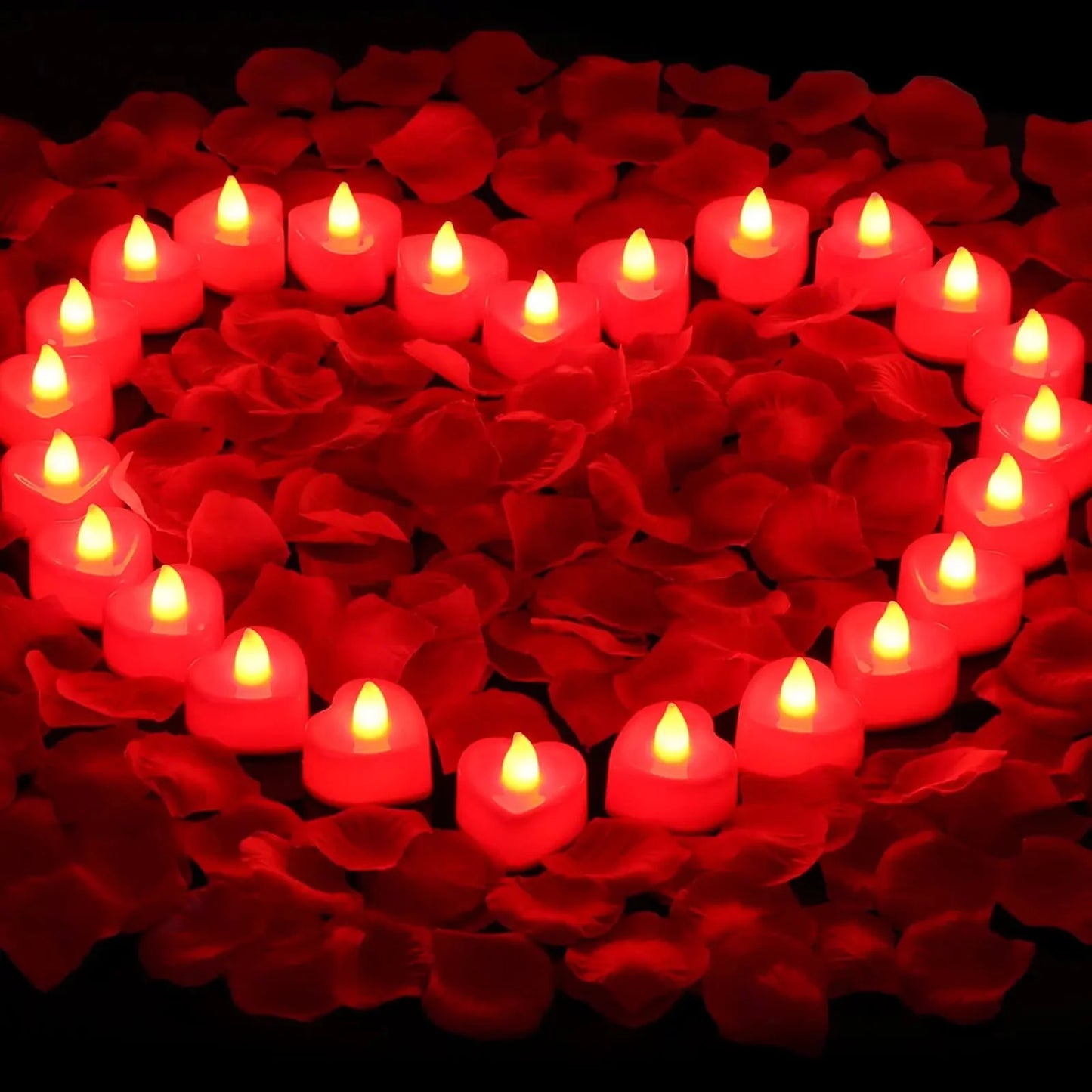 24PCS LED Flameless Tea Light Candles – Red Shells, Battery-Operated, Romantic Décor for Weddings, Parties, and Valentine's Day