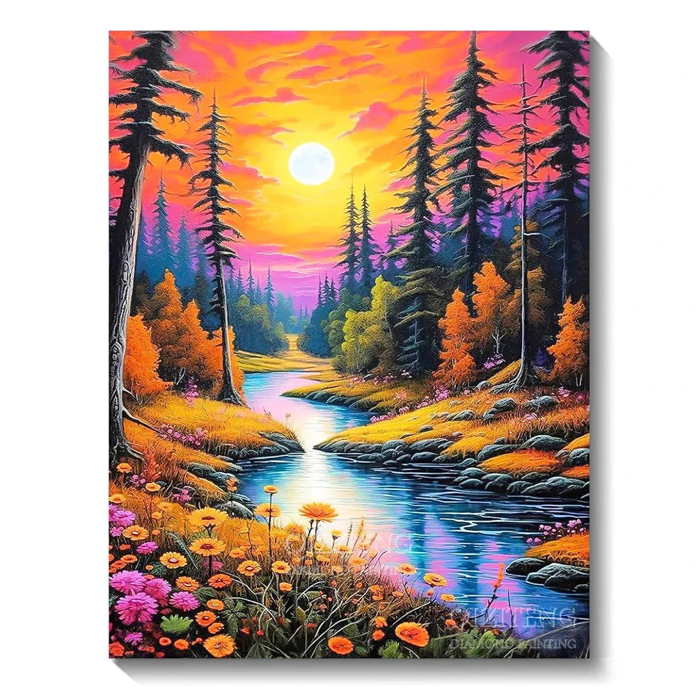 5D Diamond Painting Kit - Aurora Landscape Mosaic, Full Round Drill for DIY Home Decor