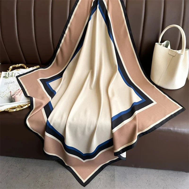 90x90cm Square Silk-Feel Scarf – Luxury Women’s Shawl & Head Wrap