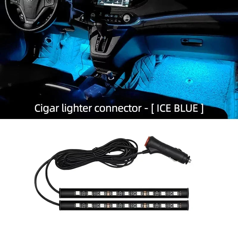 2-in-1 LED Car Neon Foot Light - USB & Cigarette Lighter Interior Ambient Lamp
