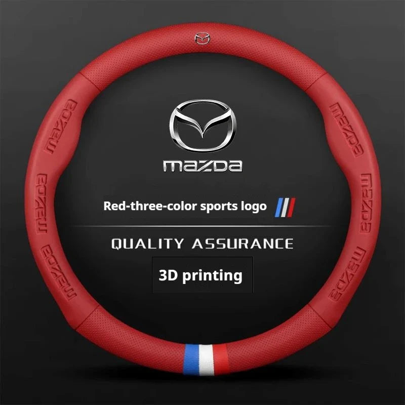 3D Embossing Leathe Car Steering Wheel Cover For Mazda 3 5 6 SKYACTIV Axela Atenza CX30 CX5 CX8 CX9 MX5 RX8 RX7 BT50 Accessories