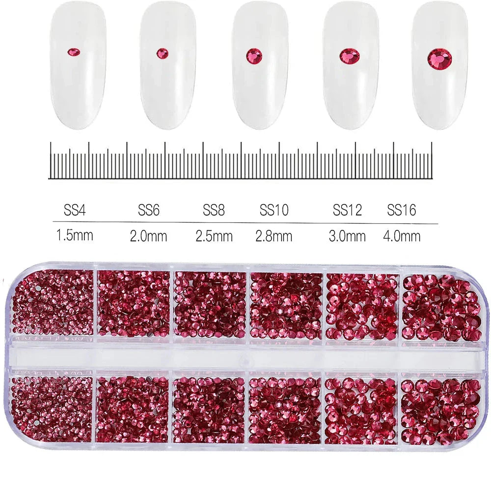 2400+ Shiny Clear Crystal Nail Rhinestones - Mixed Sizes & Shapes Flatback Gems