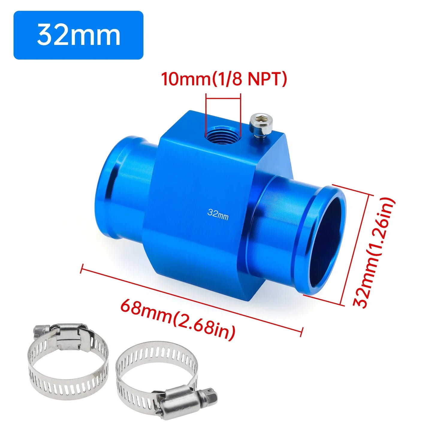 2026 Car Water Temp Gauge Radiator Temperature Water Temp Joint Pipe Sensor 40mm 38mm 36mm 34mm 32mm 30mm 28mm Hose Adapter