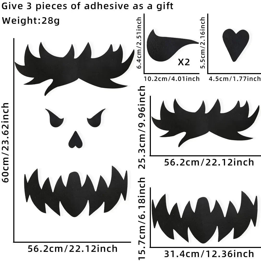 Halloween Door & Window Stickers - Skeleton Hands, Pumpkins, Ghosts, and Witch Hat Decor