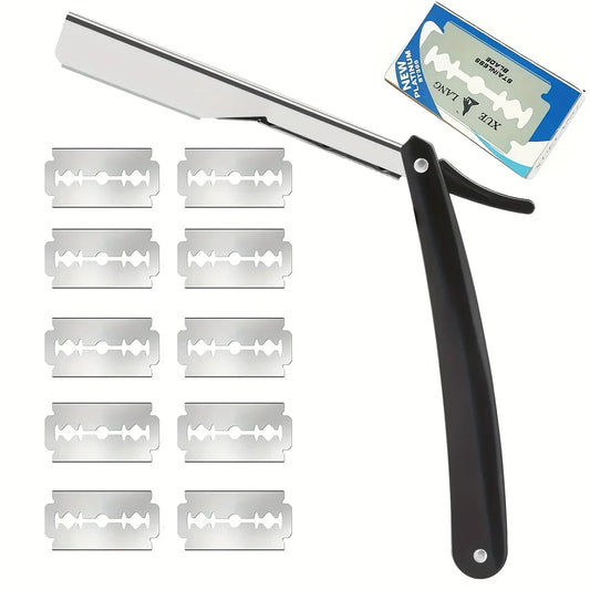 Vintage Manual Shaver for Men – Classic Barbershop Razor with 10 Stainless Steel Blades | Traditional Wet Shaving & Grooming Razor