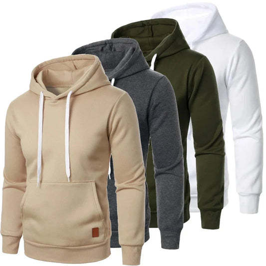 Men’s Casual Lightweight Hoodie – Solid Color Drawstring Pullover Sweatshirt for Streetwear & Outdoor Style