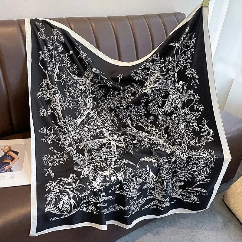 90x90cm Square Silk-Feel Scarf – Luxury Women’s Shawl & Head Wrap
