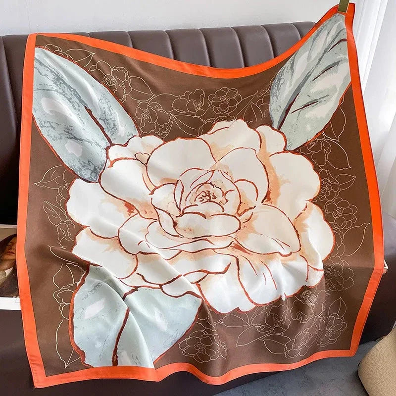 90x90cm Square Silk-Feel Scarf – Luxury Women’s Shawl & Head Wrap