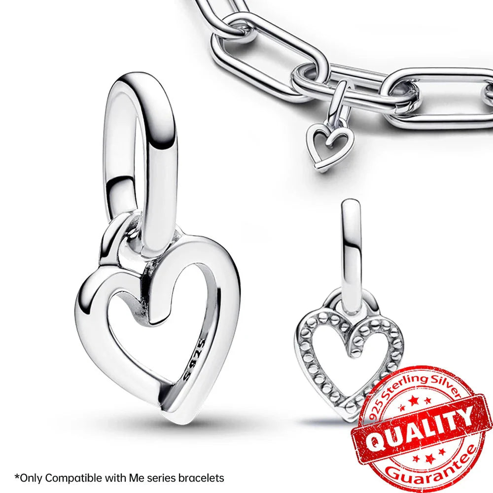 Sparkling Star Mini Dangle Charm - 925 Sterling Silver Green Heart Charm for Me Bracelet, Zircon & Crystal Accent, Customizable Girl Party Jewelry
