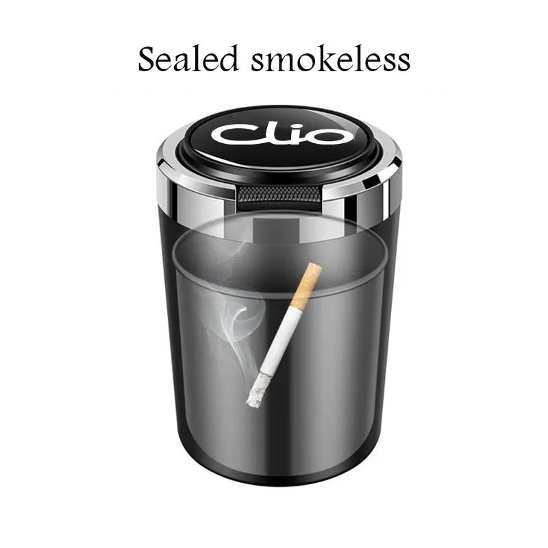 Car ashtray with lid Led lamp garbage box for Renault Clio 2 3 4 5 MK2 MK3 MK4 BR CR BH KH BF interior accessories