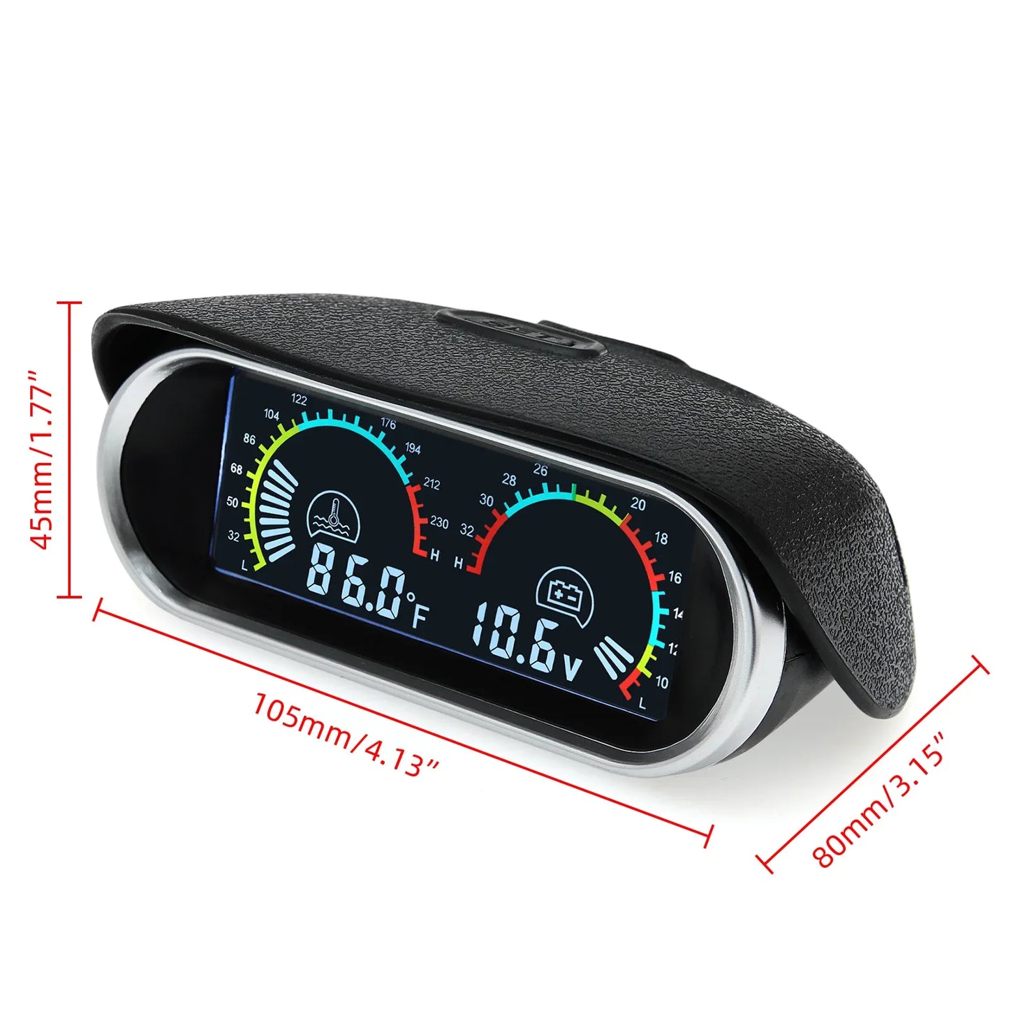 2 in 1 LCD Digital Auto Water Temp Gauge Voltmeter Gauge For Car Truck Motorcycle Temperature Sensor 10mm Temperature 12V 24V